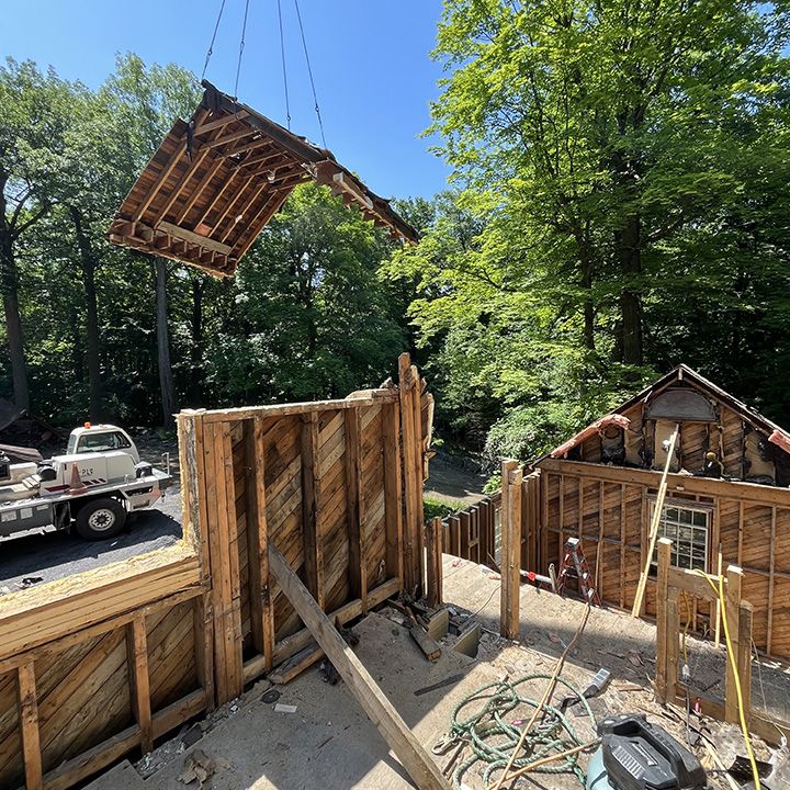 Démolition d'un bâtiment.