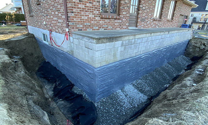 Imperméabilisation de fondation au polyuréa